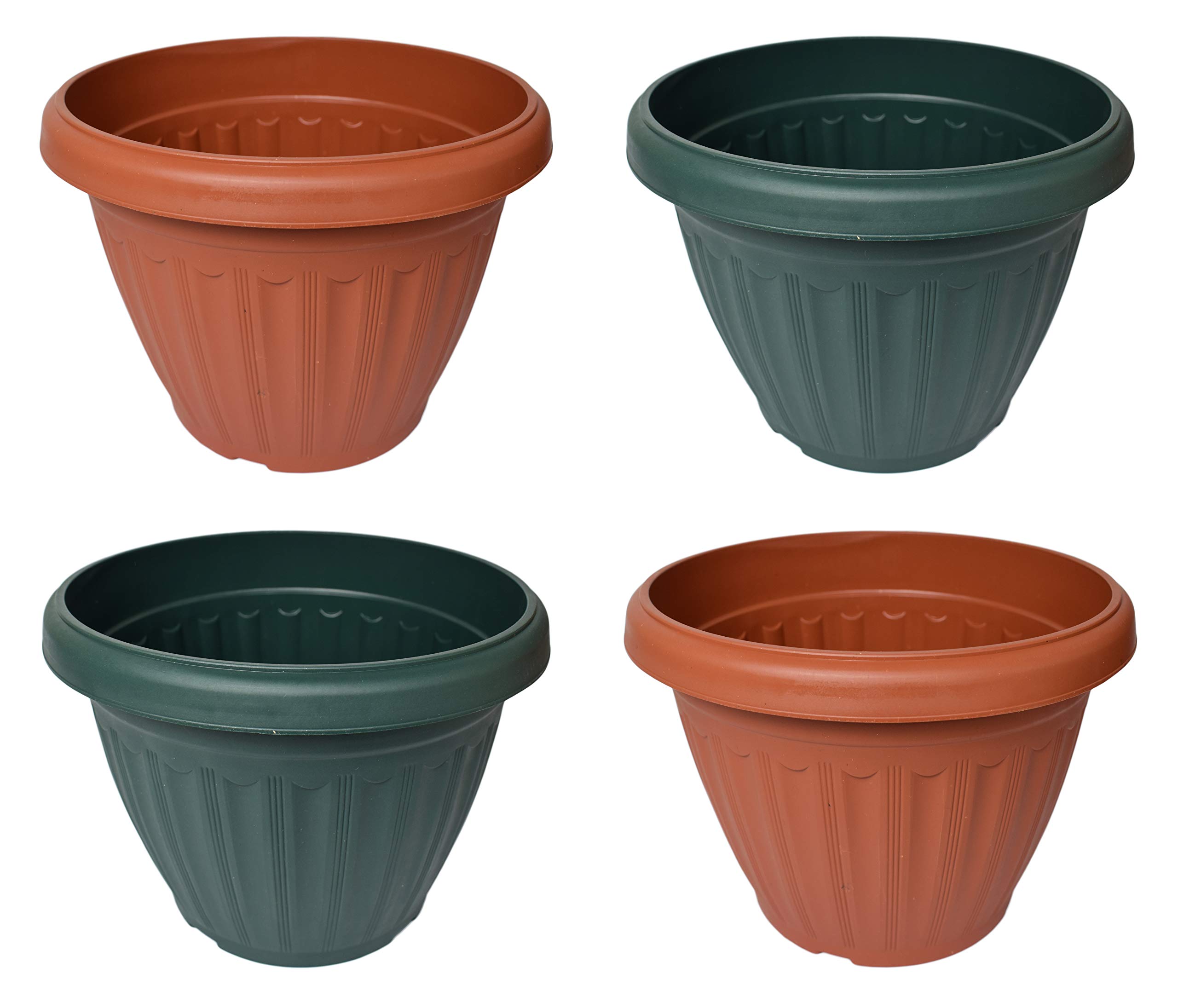 Set of 4 Round Planters for Indoor & Outdoor Plants - Modern Flower Pots for Home Garden, Patio, Balcony Decor
