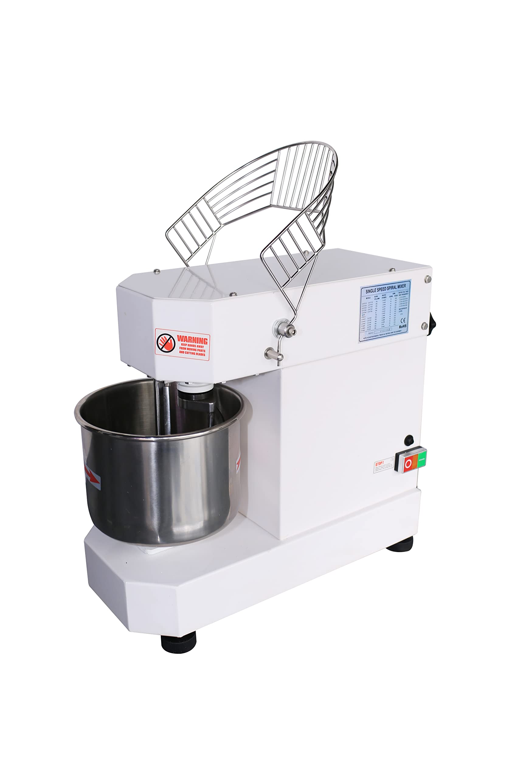 Commercial Dough Mixer 5 Qt - Spiral Mixer Food Mixer with Stainless Steel Bowl, Safety Shield & Timer - Perfect for Bakeries, Restaurants & Home Baking