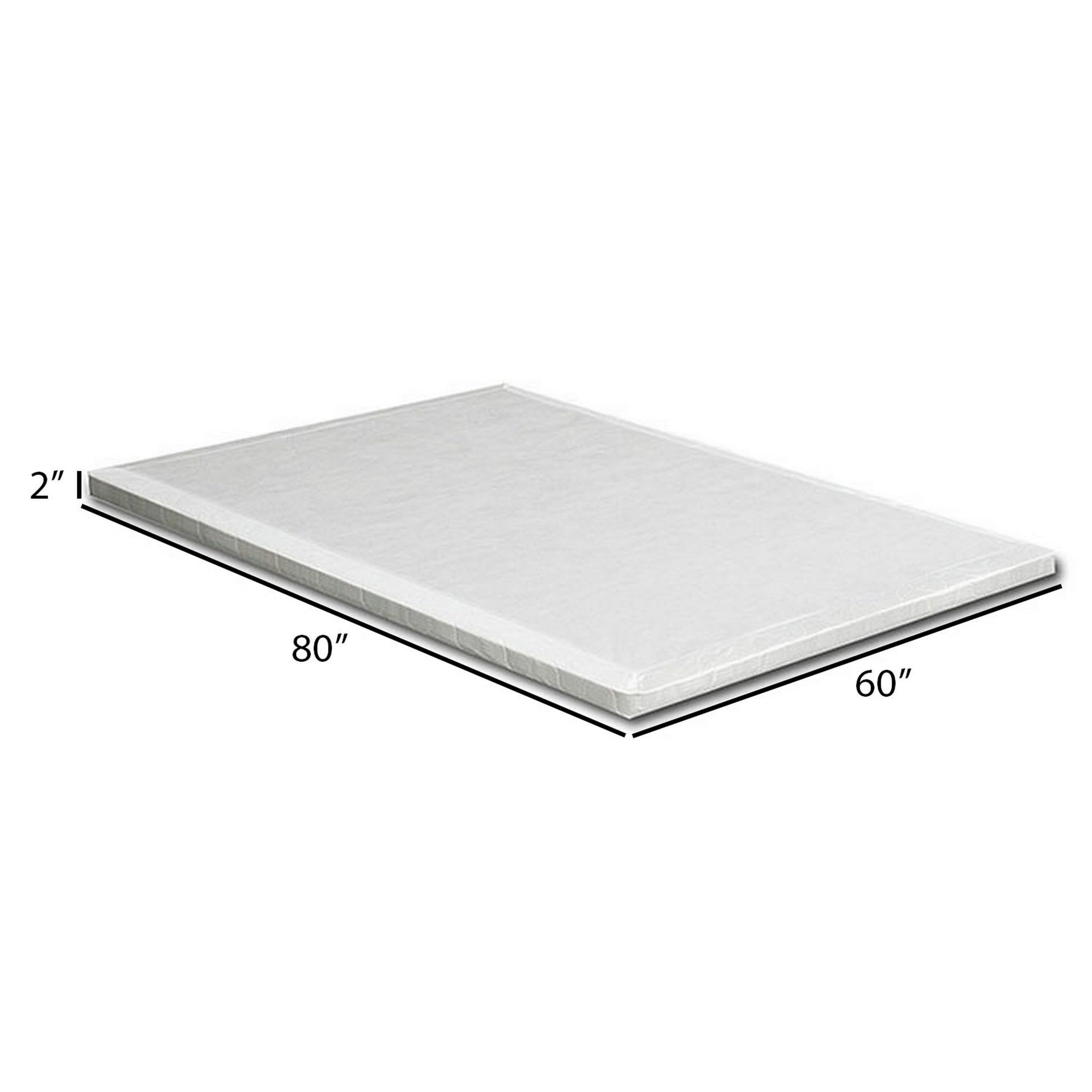 Benjara Amo 2 Inch Queen Size Bunkie Board Mattress Foundation with Slats & Foam Support - White - Perfect for Bunk Beds, Daybeds, and Platform Beds