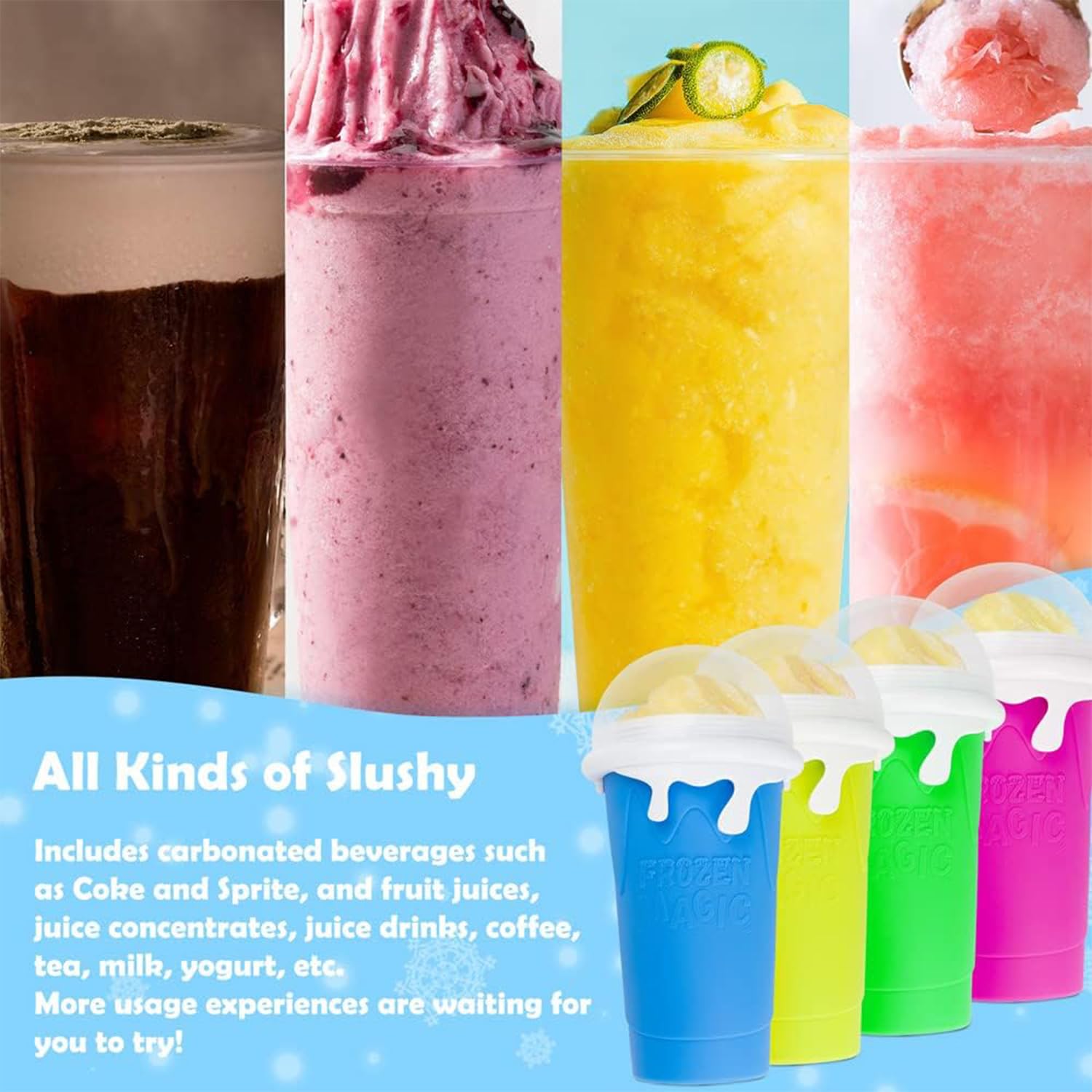 ALINK Silicone Slushy Maker - Quick Frozen Slushie Machine for Homemade Frappes (Pink) | Perfect for Summer Parties, Kids Treats & DIY Frozen Drinks at Home