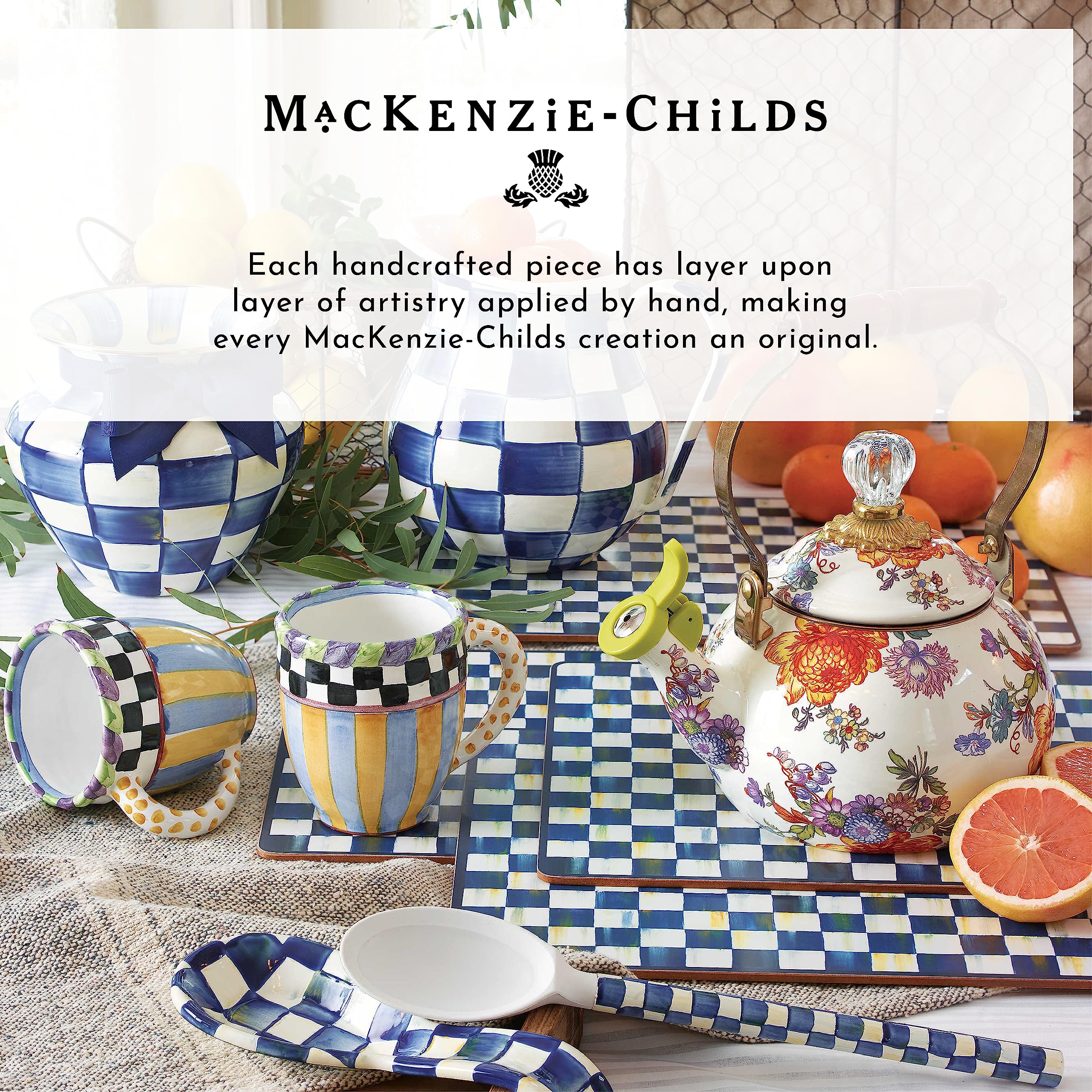 MACKENZIE-CHILDS Decorative Ceramic Coffee Mug with Handle - Elegant Tea Cup for Home & Office Use - Perfect Gift for Coffee Lovers & Tea Enthusiasts