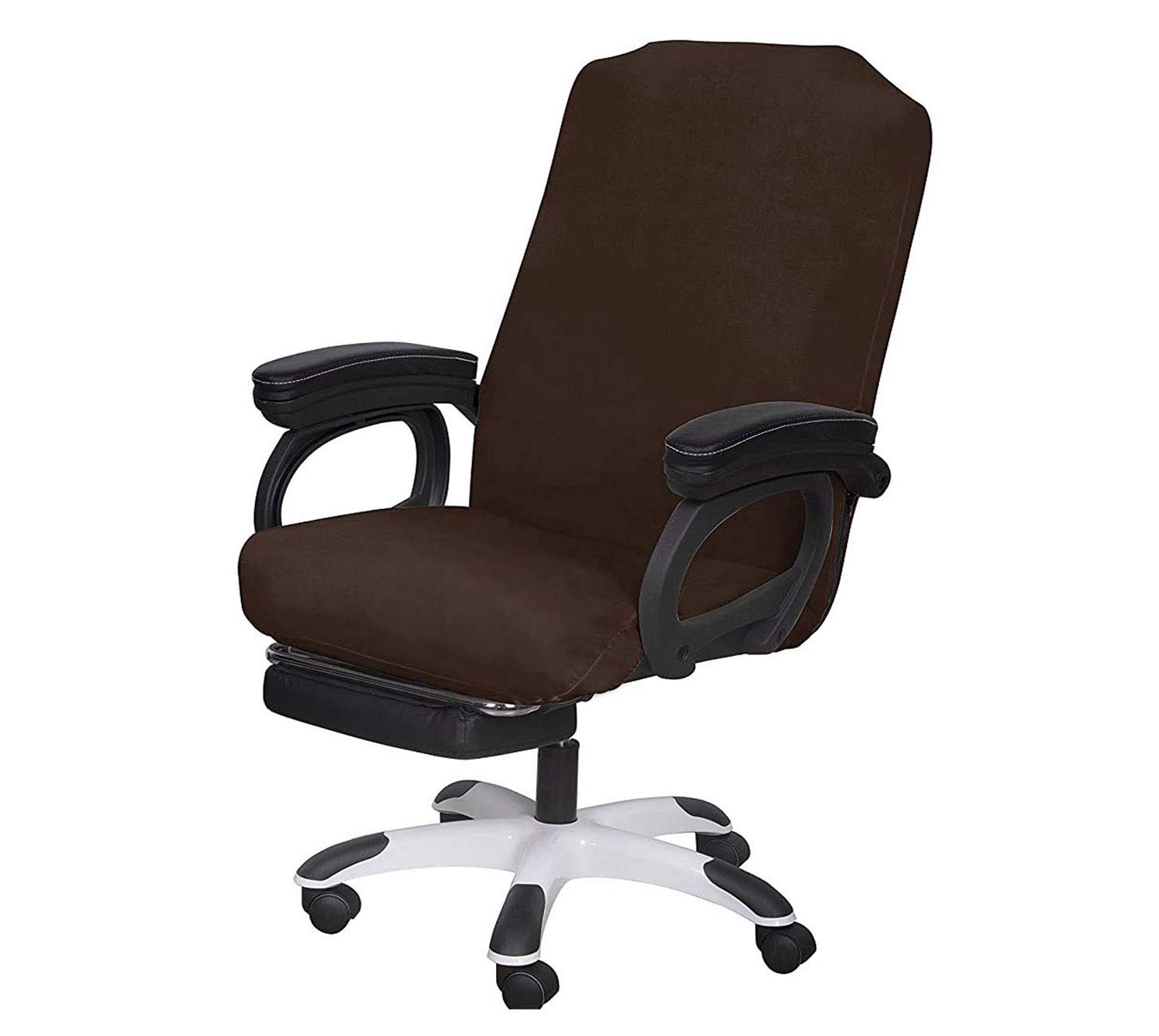 SARAFLORA Office Chair Cover - Medium Size, Brown - Universal Removable Washable Chair Protector with Zipper for Desk Chairs, Computer Chairs & Rotating Chairs - Pet-Friendly Seat Cover for Home Office & Workspace