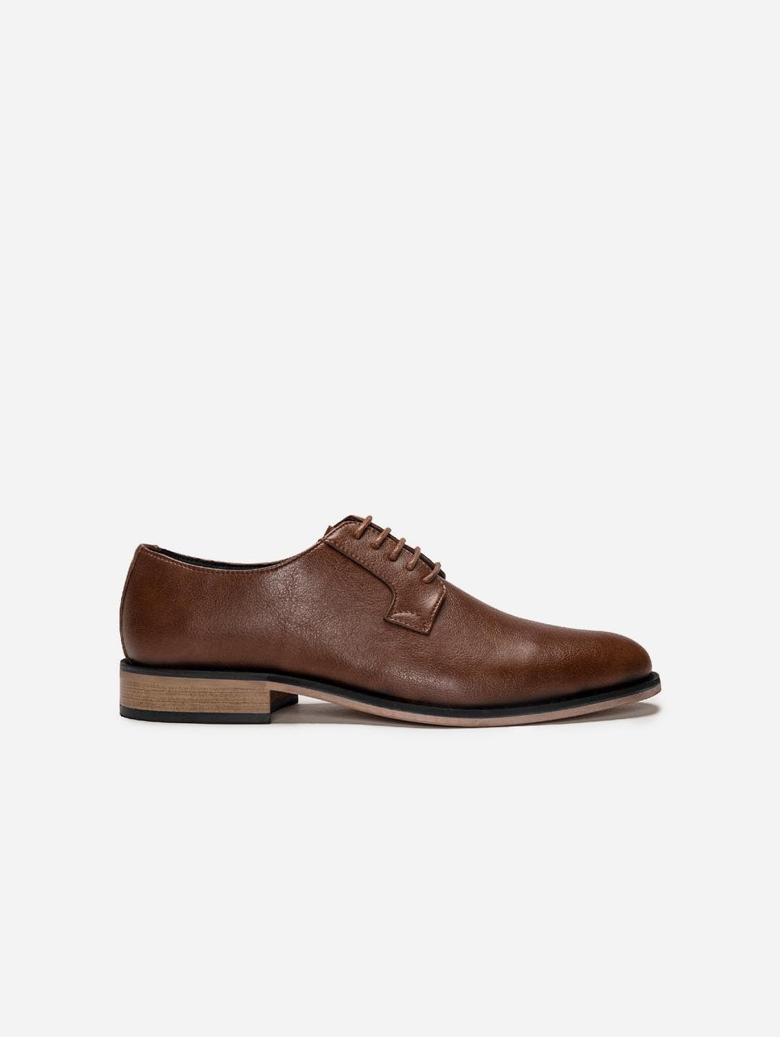 Jake Men's Vegan Leather Blucher Shoes - Brown Casual Loafers for Business, Office & Everyday Wear | Comfortable Slip-On Dress Shoes for Men