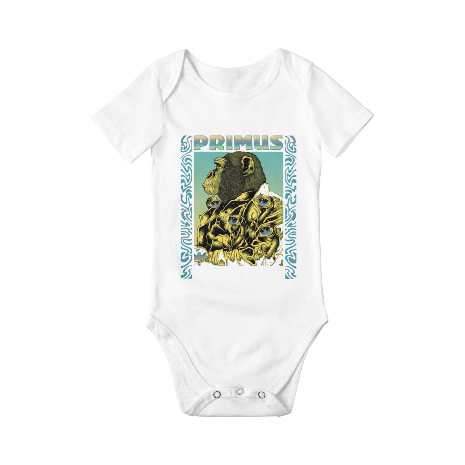 **Priimus Band Baby Onesie - 100% Cotton Unisex Newborn Romper, 3D Printed Short Sleeve Bodysuit (0-18 Months) - Soft & Comfortable Outfit for Baby Boys & Girls - Perfect for Playtime, Daycare & Family Photos**