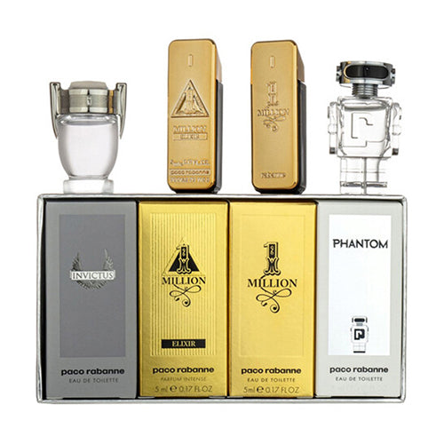 Paco Rabanne 4-Piece Men's Cologne Gift Set - Invictus, 1 Million & More | Perfect for Holidays, Birthday & Anniversary Gifts for Him