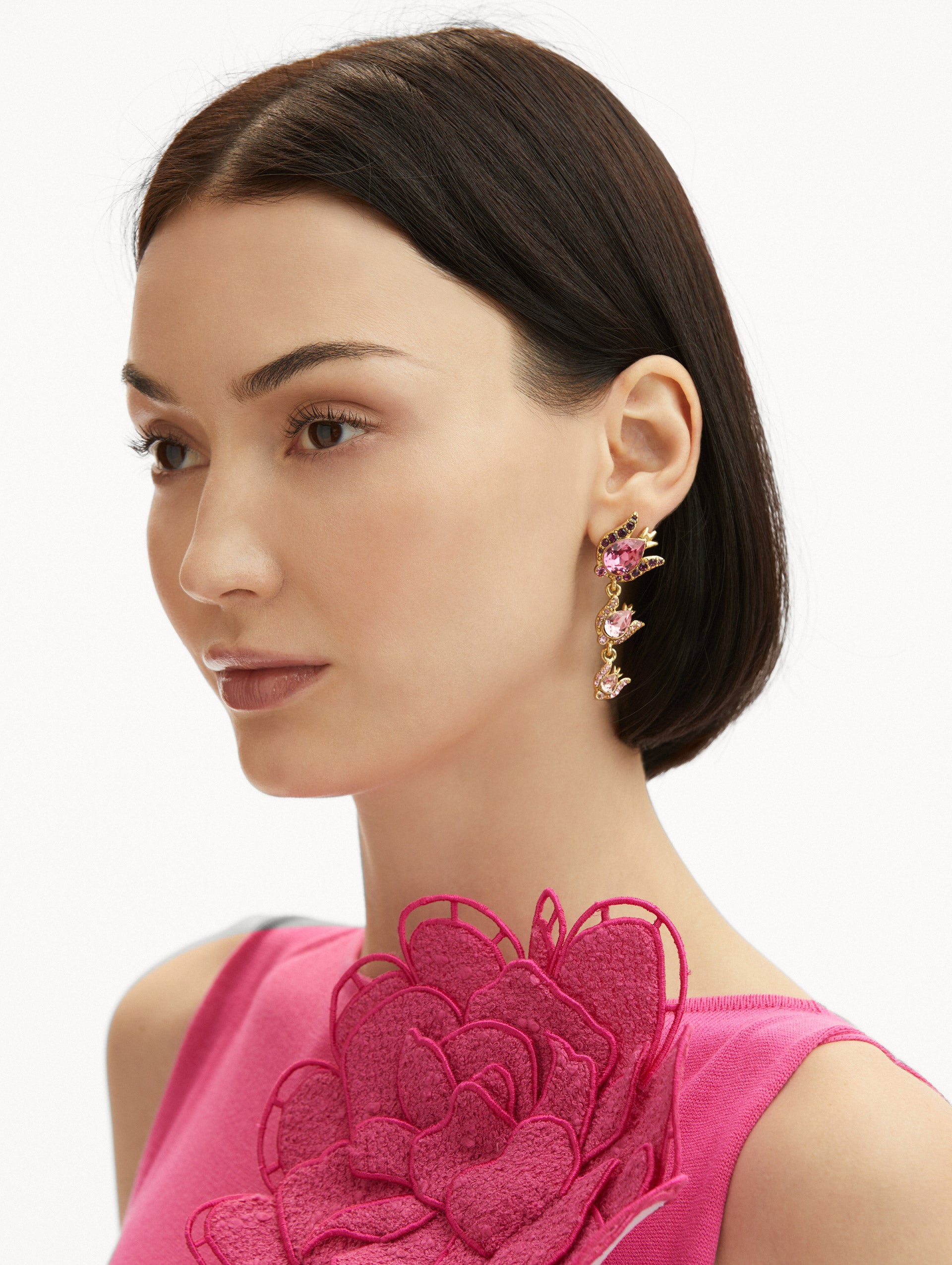 Exquisite Crystal Rose Drop Earrings for Women - Elegant Dangle Jewelry for Weddings, Parties & Special Occasions