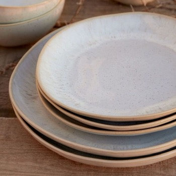 Eivissa Salad Plate - Sand Beige Color Ceramic Appetizer Dish for Home Dining, Party Serving & Restaurant Use