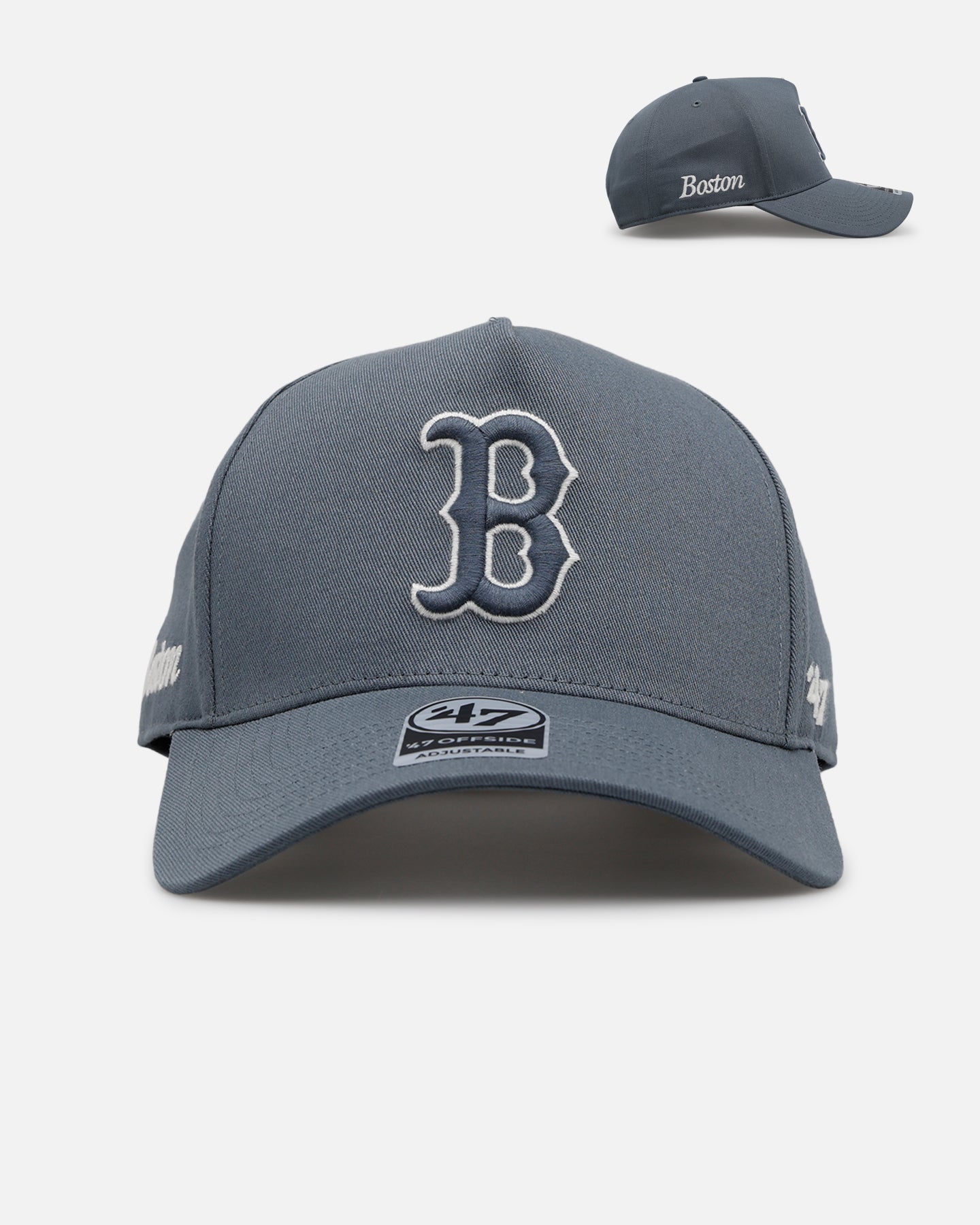 47 Brand Boston Red Sox 'Contemporary Basics' Offside DT Snapback Cap - Dark Grey Adjustable Baseball Hat for Men & Women - Perfect for Game Day, Casual Wear & Sports Fans