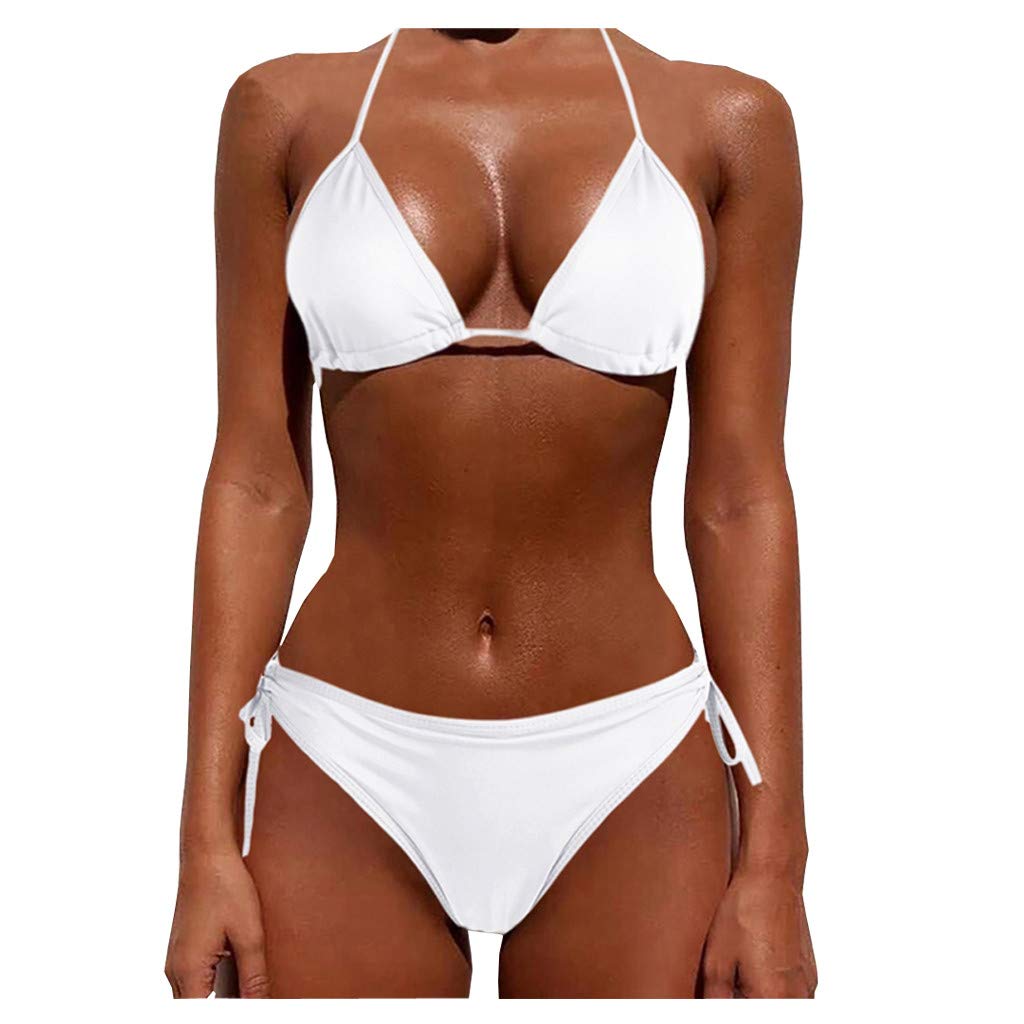 Trendy Women's Two Piece Bikini Set - Halter Sleeveless Swimwear with Bottoms for Beach Vacation & Pool Party | Summer Swim Suit for Women