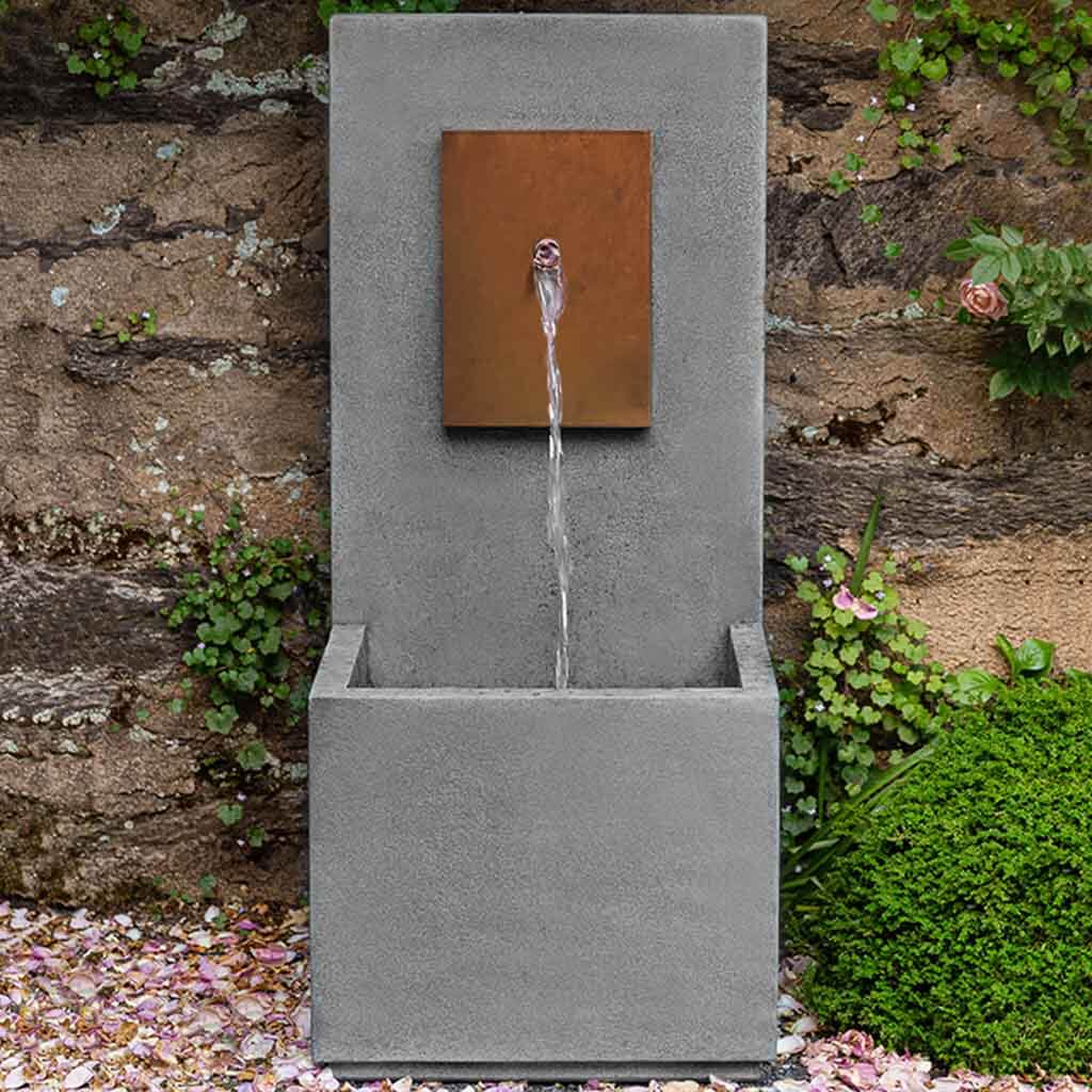 Campania International MC4 Outdoor Water Fountain with Corten Steel Face - Perfect for Garden, Patio, and Backyard Decor