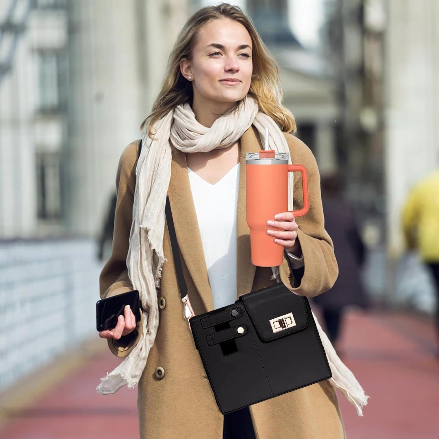 Outdoor Crossbody Water Bottle Holder Bag - Portable Waist Pack for Hiking, Running & Travel - Hands-Free Hydration Pouch with Adjustable Strap (Black) - Perfect for Gym, Camping & Outdoor Adventures