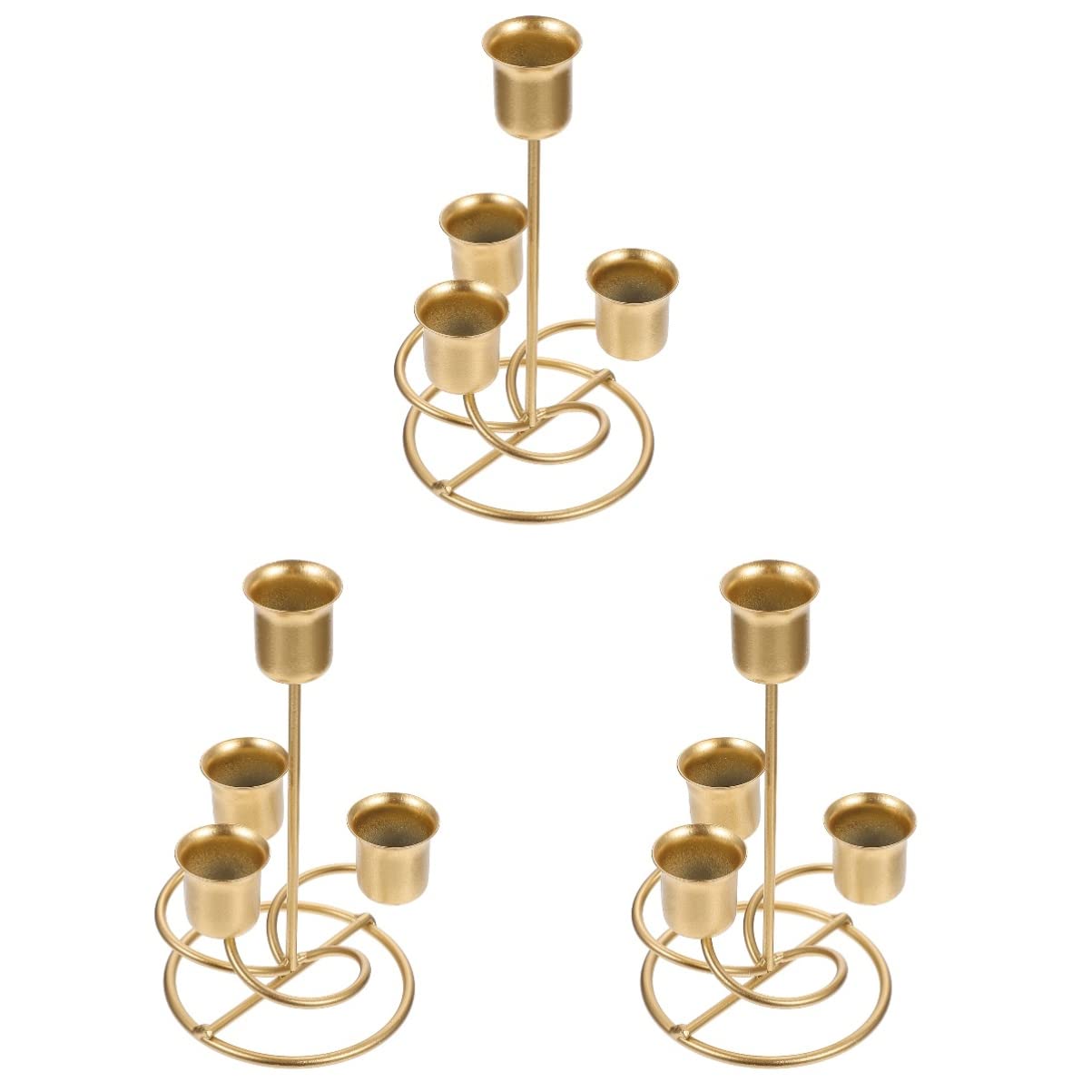 Uonlytech 3 Pack Vintage Metal Candlestick Holders - Taper & Tealight Candle Stand Set for Wedding, Dining Table, Home Decor (Antique Bronze)