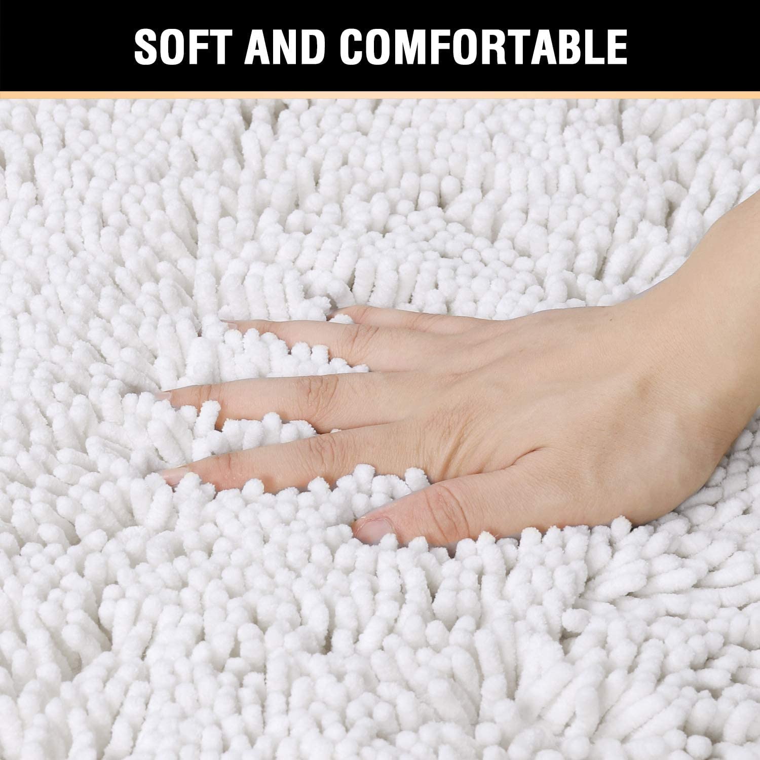 H.VERSAILTEX Non-Slip Bath Rugs - Super Soft Chenille Shag Bathroom Mat, Ultra Absorbent & Quick Dry, Machine Washable (20