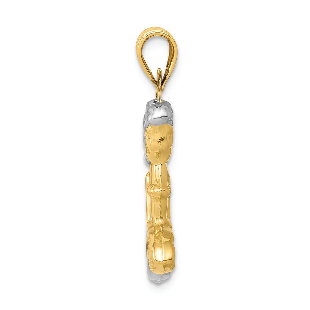 FJC Finejewelers 14k Yellow Gold Rhodium-Plated 3D Mermaid Charm Pendant - Perfect for Gift Giving, Beach Vacations & Mermaid-Themed Jewelry Collections
