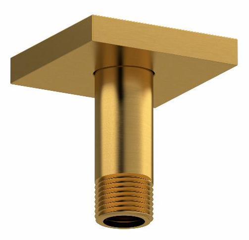 3 Ceiling Mount Shower Arm with Square Escutcheon - Brushed Gold Finish 519BG RIOBEL | Modern Bathroom Fixture for Spa-Like Shower Experience