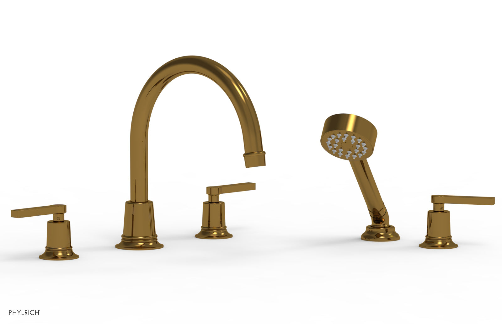 HEX MODERN Deck Mount Tub Faucet Set with Hand Shower and Lever Handles 501-51 - Perfect for Bathroom Renovation and Spa-Like Shower Experience