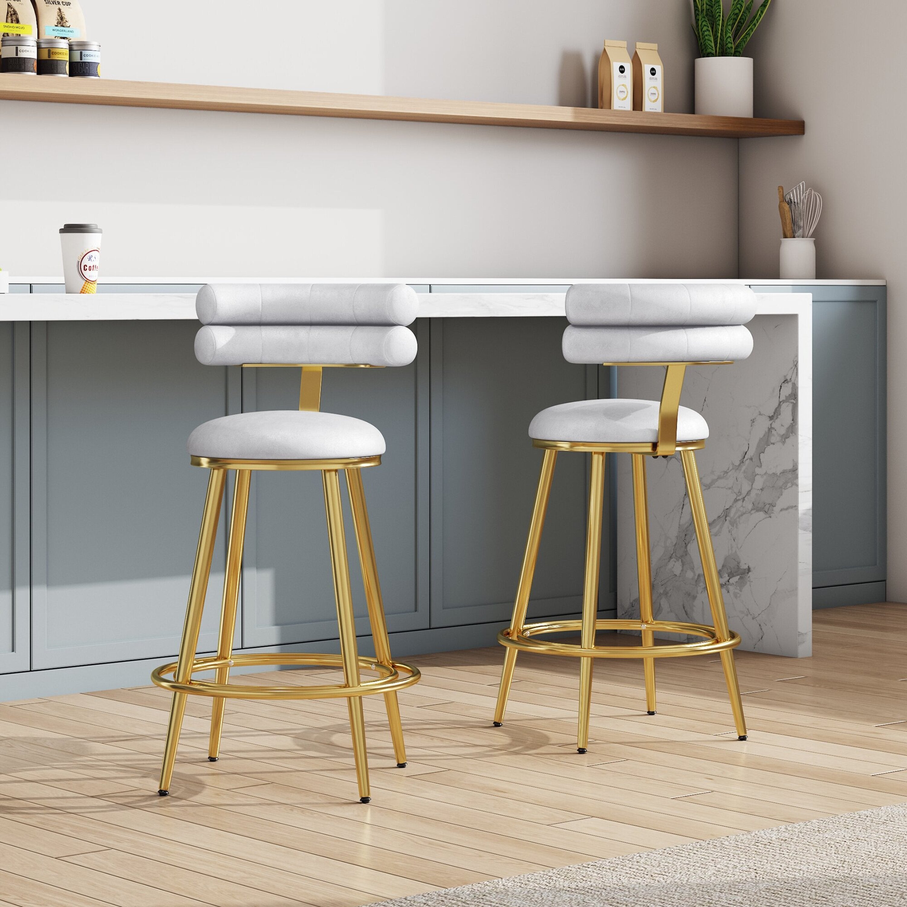Modern Velvet Counter Stools Set of 2 - 27.65