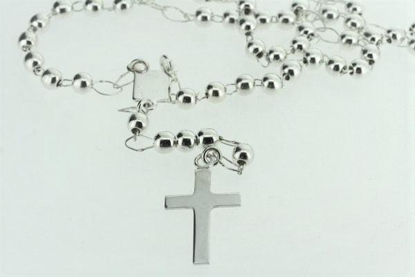 Sterling Silver Rosary Necklace - Elegant Religious Jewelry for Prayer, Meditation & Faith-Based Gifts