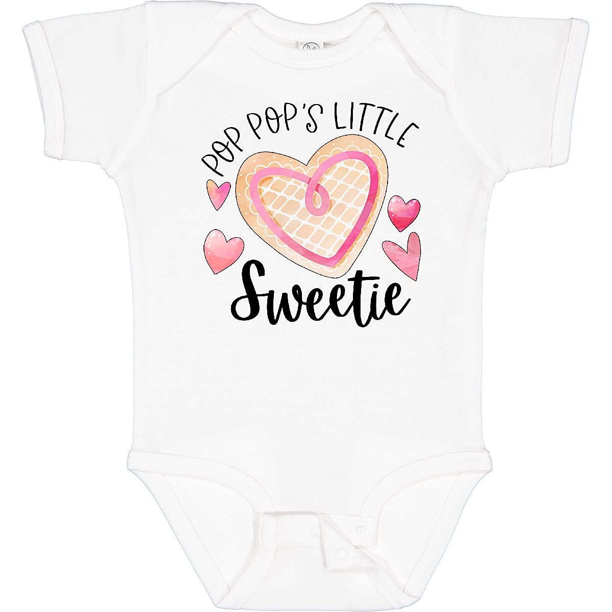 Inktastic Pop Pop's Little Sweetie Pink Heart Cookie Baby Bodysuit - Cute Infant Onesie for Grandparents Day, Baby Shower Gift & Newborn Photo Outfit