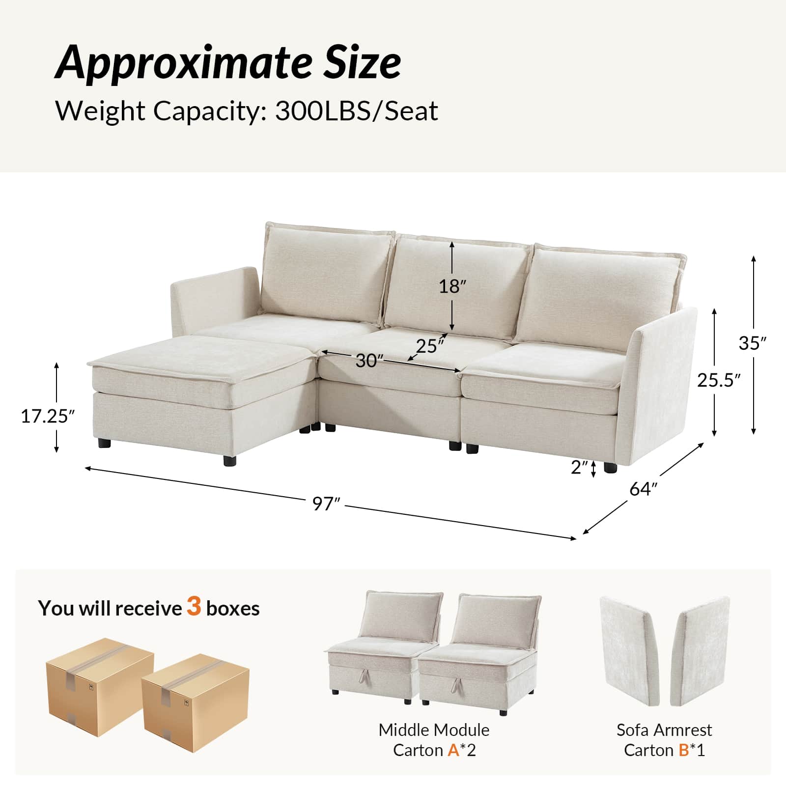 Harmetrix Oversized Soft Sectional Couch with Storage | Modern L-Shaped Sofa Bed with Hidden Compartment | Perfect for Living Room, Family Room & Small Spaces