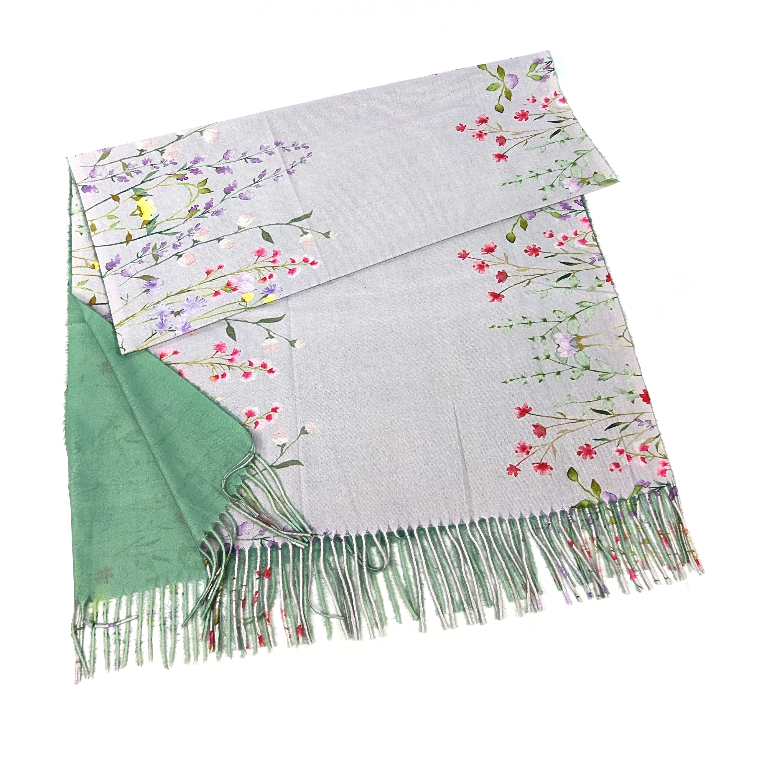 Wild Garden Border Pashmina Style Scarf - 70x180cm Soft Cashmere Blend Shawl Wrap for Women - Perfect for Fall Fashion, Travel Accessories & Evening Outfits