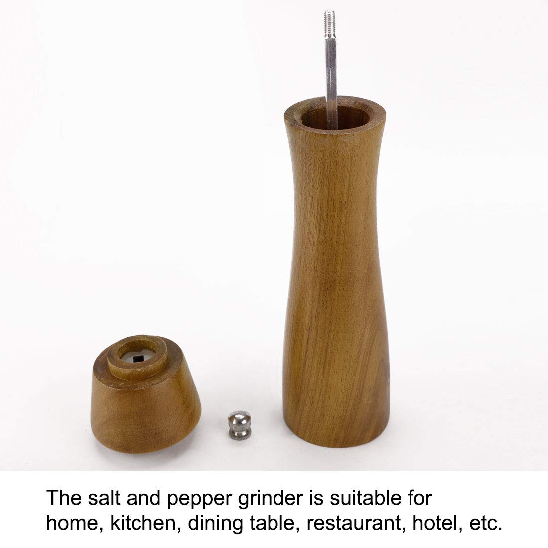 Premium 8.5 Inch Wooden Salt and Pepper Grinder Set - Adjustable Coarseness for Freshly Ground Spices - Perfect for Kitchen, Dining Table & BBQ Seasoning