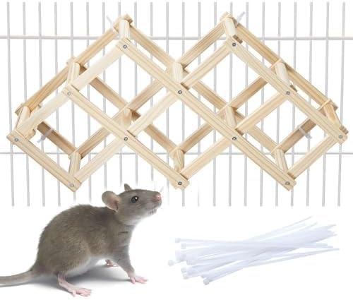 **Natural Wooden Rat Climbing Ladder Toy - Cage Accessories for Pet Rats, Chewable Enrichment Activity for Fancy Rats - Perfect for Cage Play & Mental Stimulation (Medium, 1 Piece)**