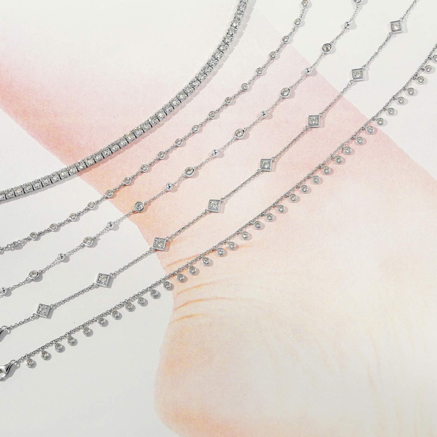 14K Yellow Gold or Rhodium Plated Sterling Silver Cubic Zirconia Anklet Bracelet - Adjustable 7