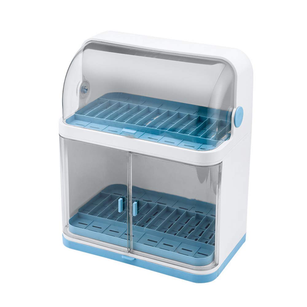 2-Tier Compact Dish Drying Rack with Lid Cover - Space Saving Kitchen Countertop Organizer for Dishes, Utensils & Fruits | Dust-Proof Design for Hygienic Storage | Perfect for Small Kitchens, Apartments & Dorm Rooms