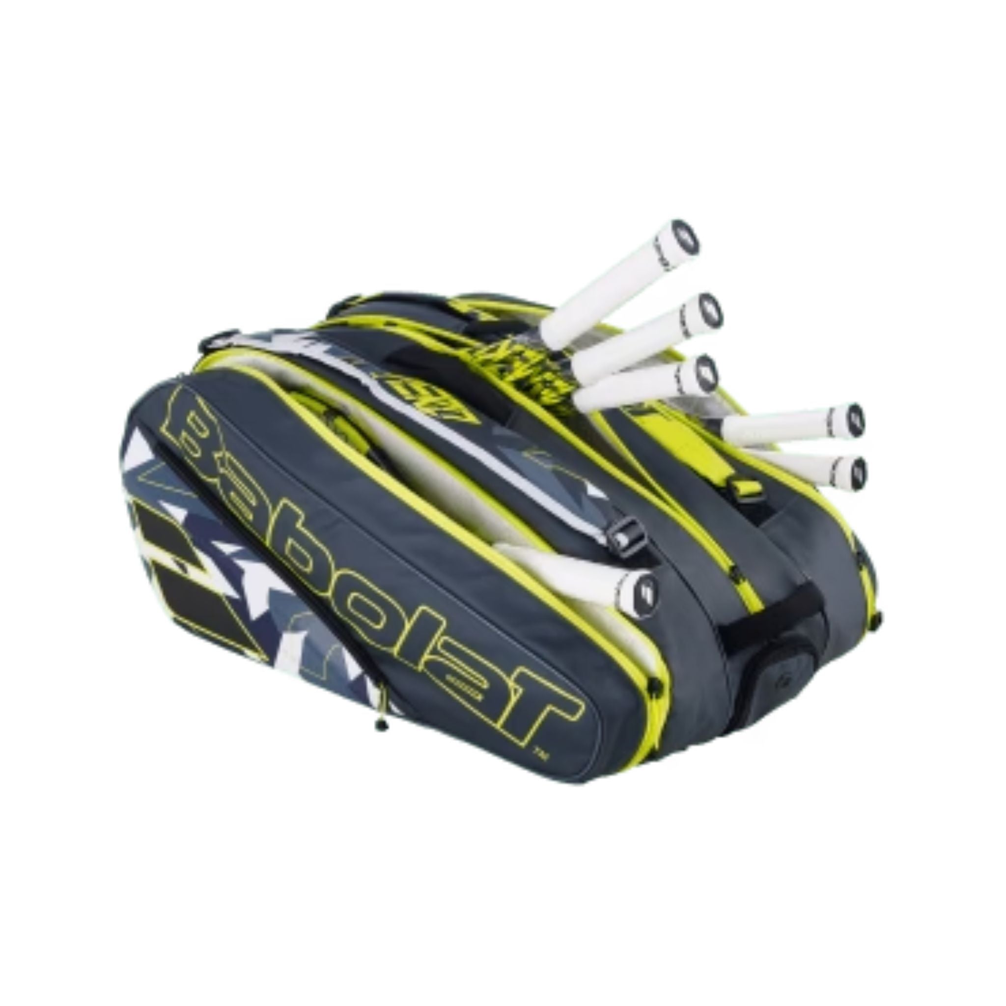 Babolat RH X12 Pure Aero Tennis Bag [Grey/Yellow] - Durable Tennis Backpack for Rackets & Gear - Perfect for Court, Travel & Training