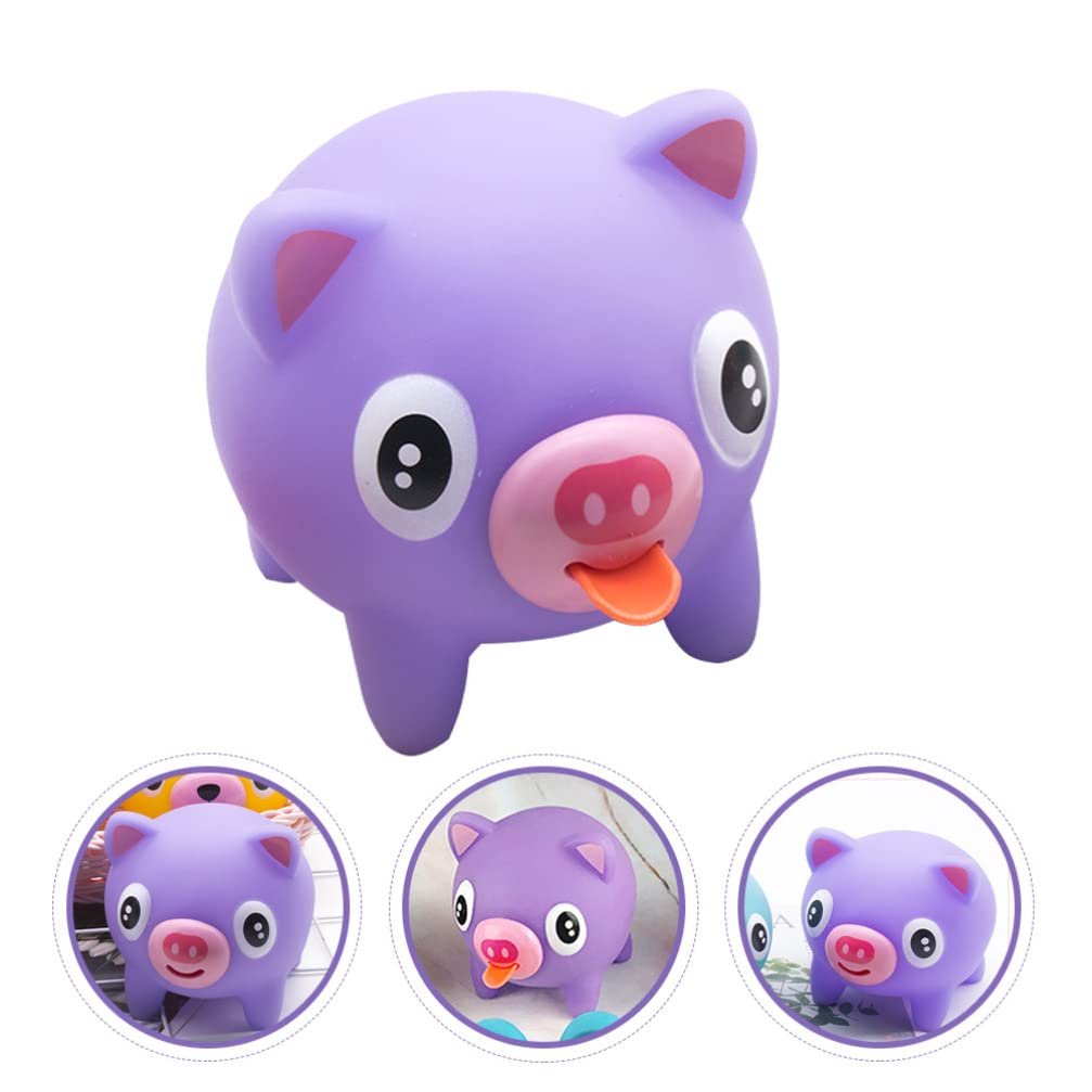 Zerodeko Squeaky Stress Ball for Kids - Cartoon Animal Squeeze Toy for Anxiety Relief & Sensory Play, Fun Party Favors for Birthdays, Christmas & Easter (Purple Pig) - Perfect for Classrooms, Travel & Office Stress Relief