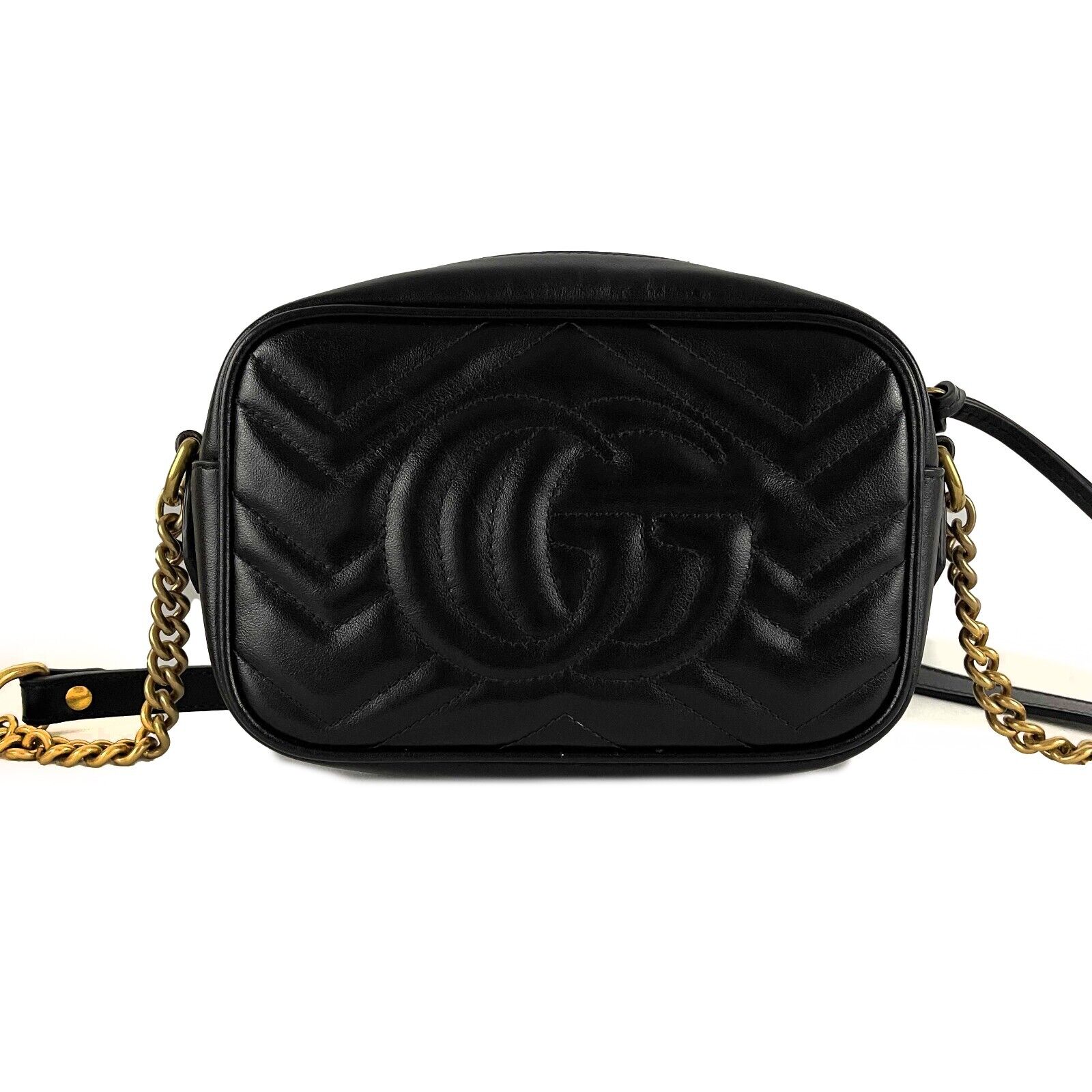 Gucci GG Black Marmont Matelassé Mini Camera Bag - Luxury Crossbody Purse for Women | Perfect for Date Night, Parties & Travel Accessories