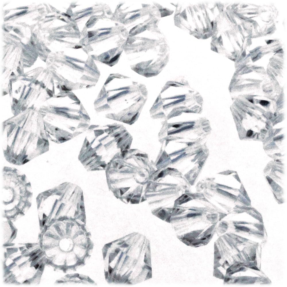 100-Piece Clear 12mm Acrylic Bicone Beads - Faceted DIY Jewelry Making Supplies for Necklaces, Bracelets & Craft Projects