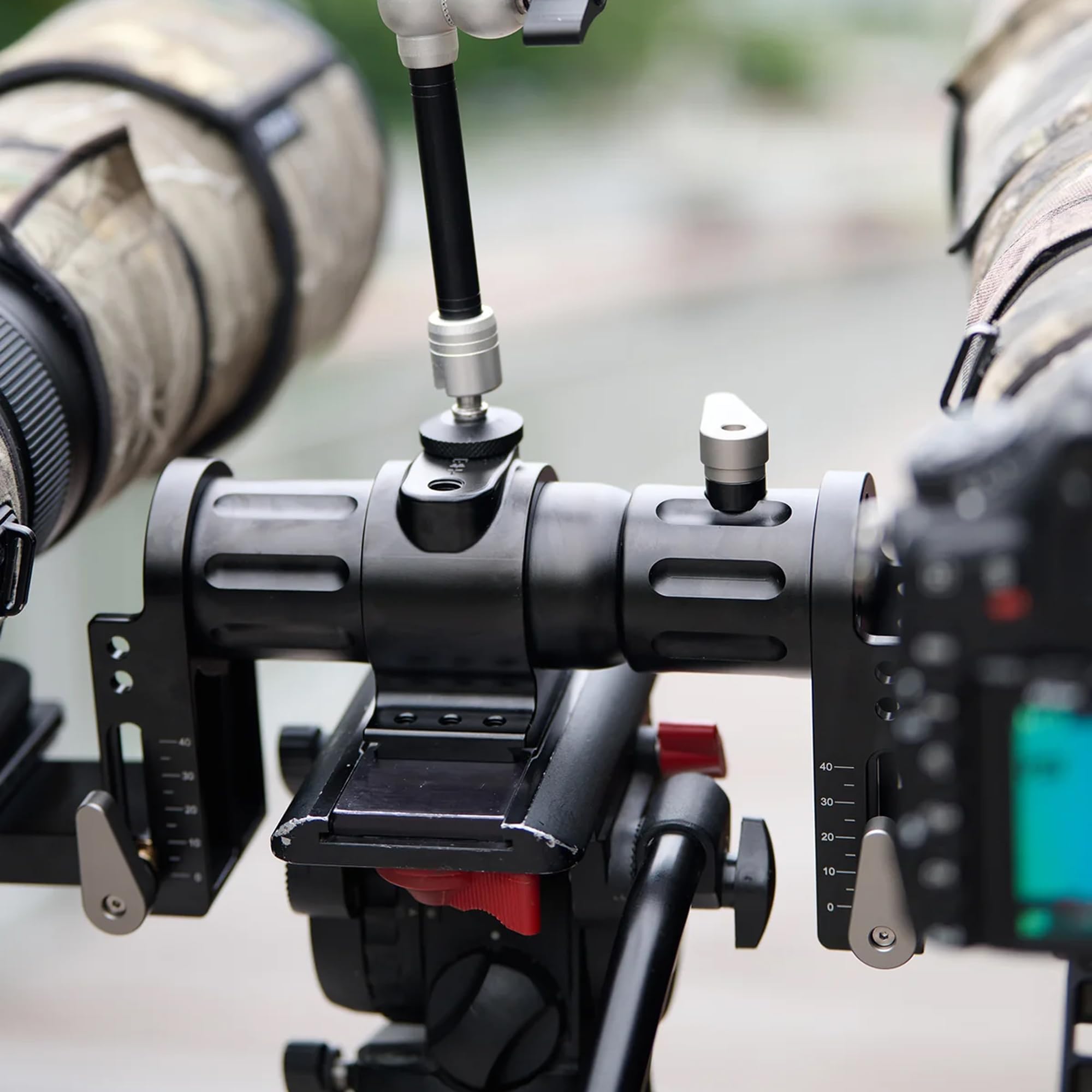 HEIPI HPS23 Dual Camera Mount Bracket - Heavy Duty Tripod Adapter for DSLR & Mirrorless Cameras, Supports Two Lenses - Perfect for Vlogging, Live Streaming & Professional Photography