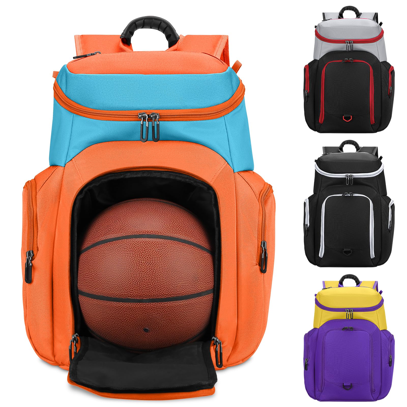 BROTOU Basketball Backpack with Ball Compartment - Custom Football & Soccer Backpack for Rugby, Volleyball, Baseball - Large Capacity Sports Equipment Bag for Men & Women - Perfect for Gym, Training, Travel & Outdoor Activities