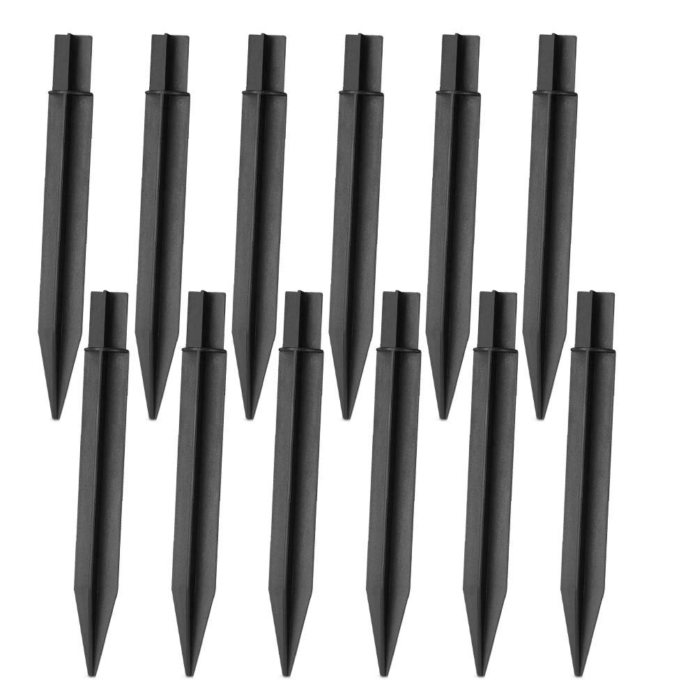 12 Pack Black ABS Plastic Ground Spikes for Solar Torch Lights - 8.25 Inch Replacement Garden Stakes for Outdoor Pathway, Yard & Christmas Decorations - Weather-Resistant Landscape Markers for Lawn, Patio and Driveway Lighting