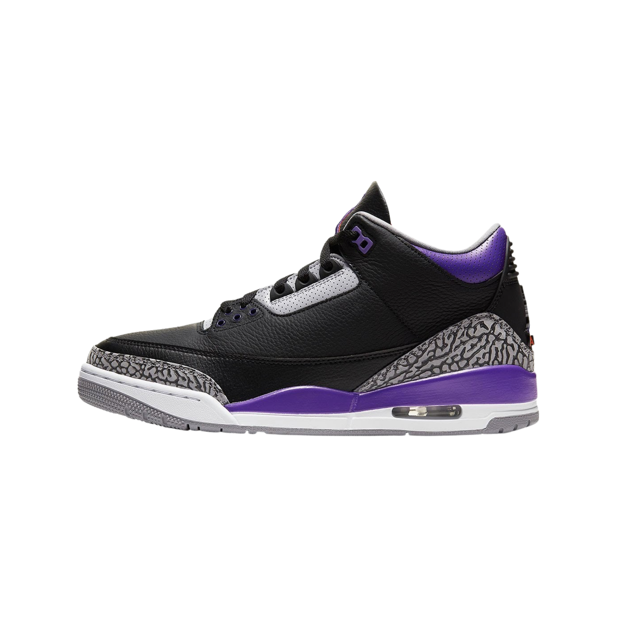 Air Jordan 3 Retro Sneakers - Black Court Purple Cement Grey Basketball Shoes for Men - Perfect for Streetwear, Gym & Casual Outfits