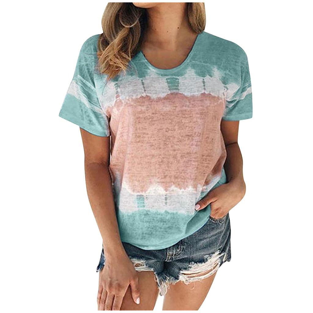 Masbird Women's Short Sleeve Tie Dye Graphic T-Shirts - Funny Summer Fashion Tops & Blouses for Casual Wear, Beach Outings, and Street Style