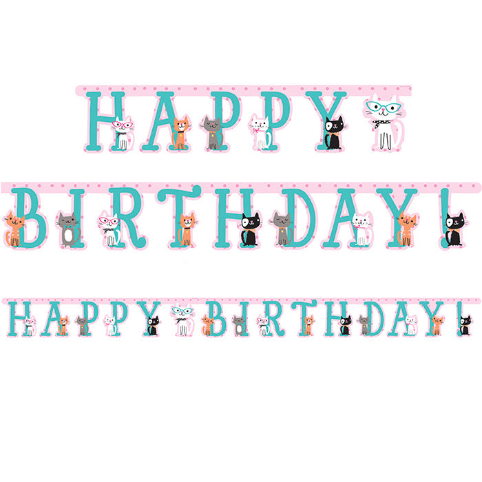 12 Pack Bulk Cat Birthday Party Decorations - Purr-fect Happy Birthday Banners for Kitty Celebrations & Pet Theme Parties