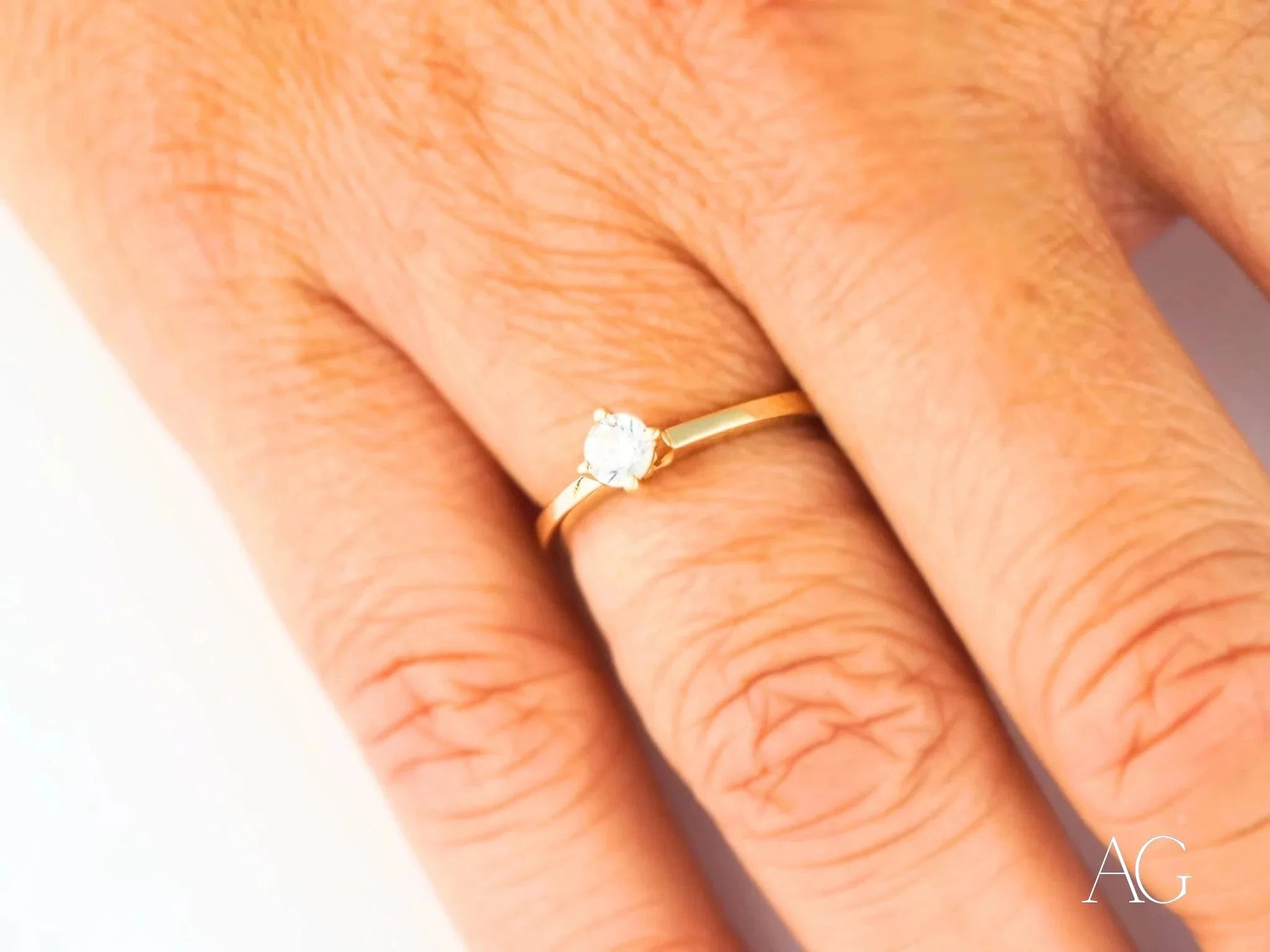 18K Yellow Gold CZ Solitaire Ring – Timeless Elegance for Engagement, Wedding & Anniversary Gifts – Perfect for Proposals & Special Occasions