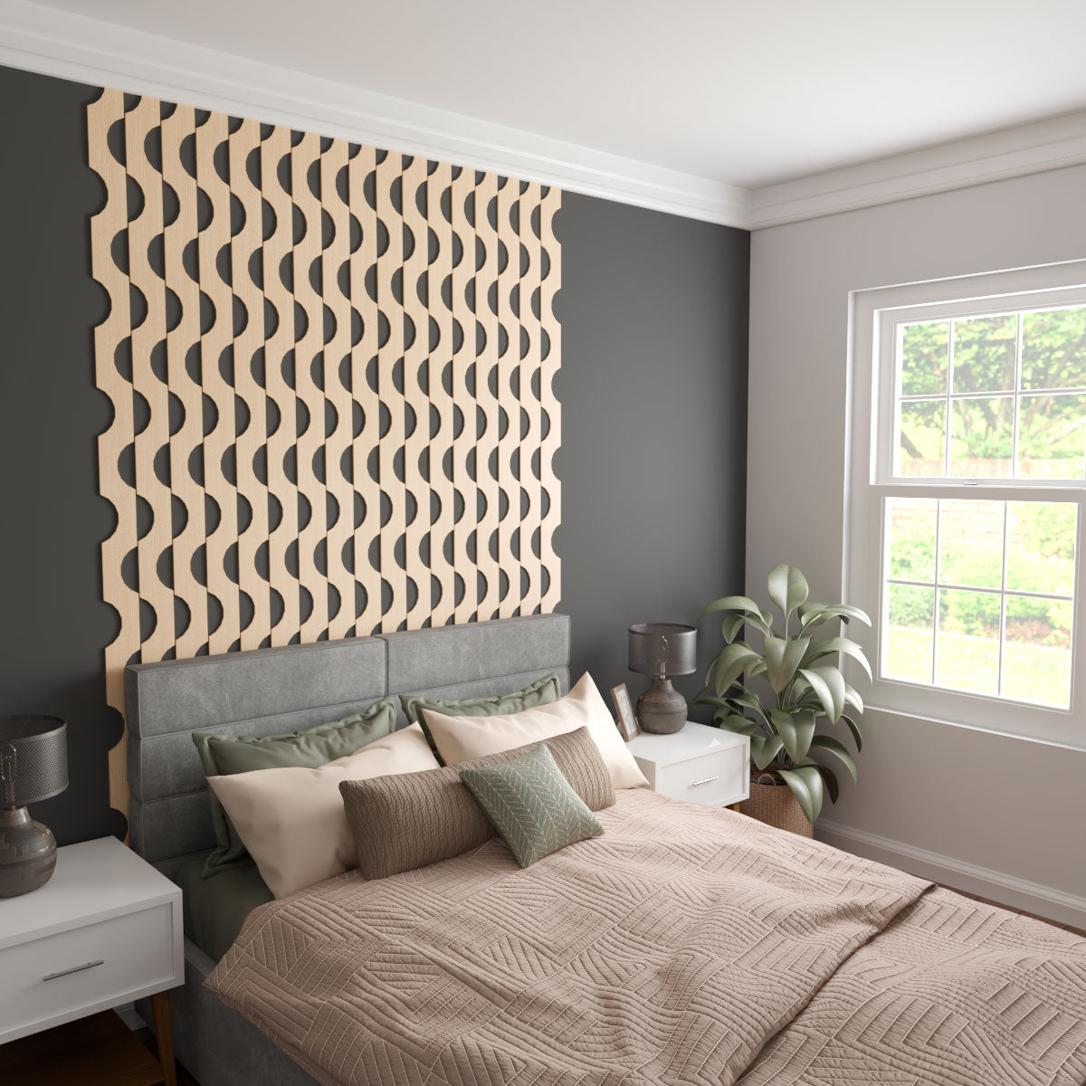 Pomeroy Adjustable Wood Slat Wall Kit - DIY Modern Wall Panel for Home Decor, Bedroom & Living Room Accent Wall