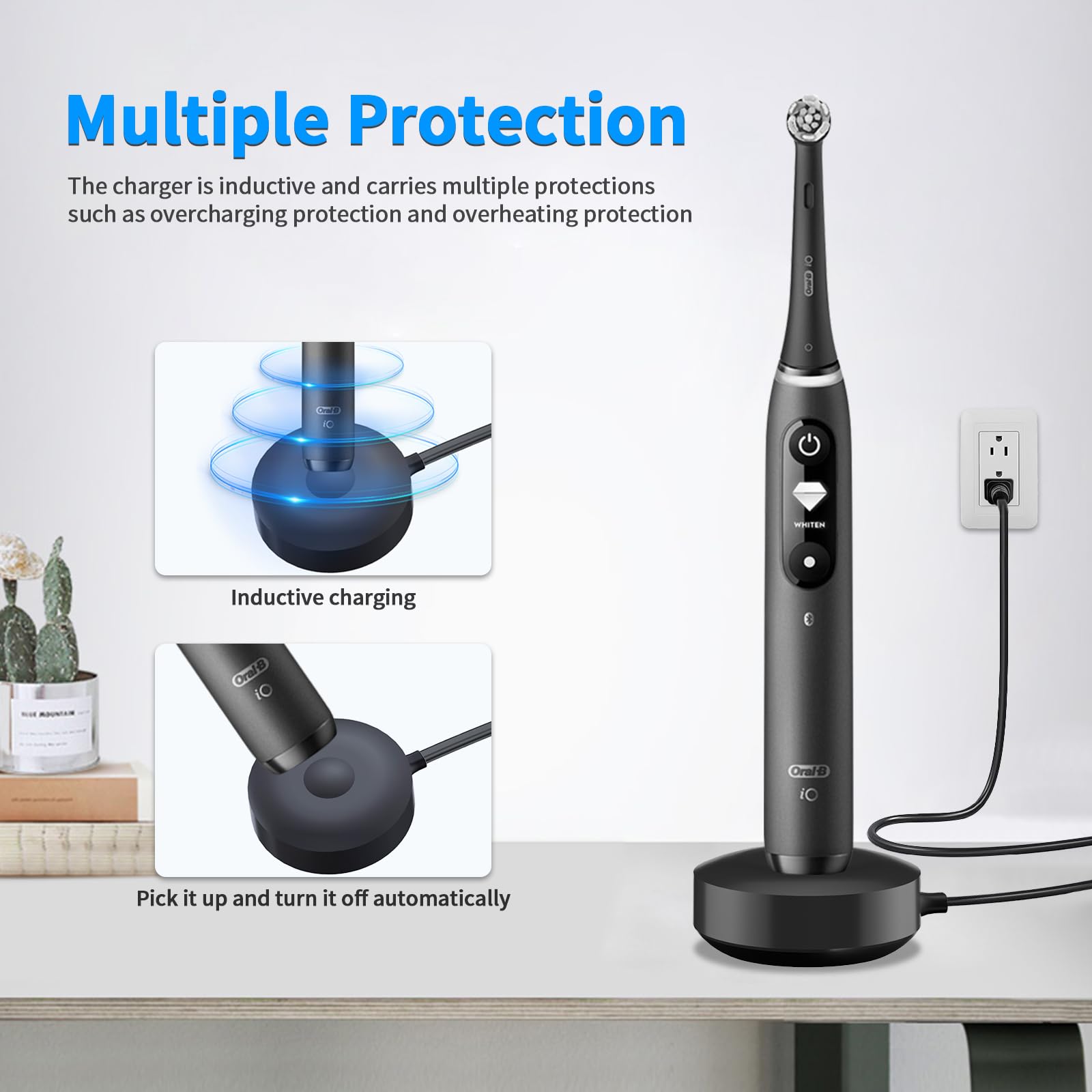 Oral-B iO Series Electric Toothbrush Replacement Charger (Model 3768) - Magnetic Charger for iO7, iO8, iO9 & More - Perfect for Home, Travel & Daily Oral Care