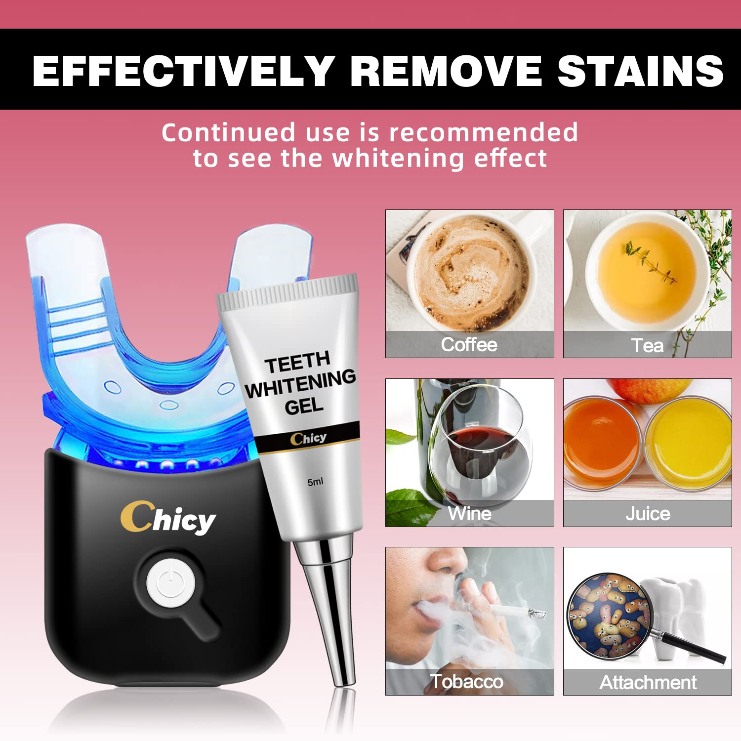 CHICY Teeth Whitening Kit with LED Light - Professional Home Dental Whitening System, Carbamide Peroxide Gel & Custom Trays for Safe & Fast Results - Brighten Smile for Weddings, Job Interviews & Special Occasions