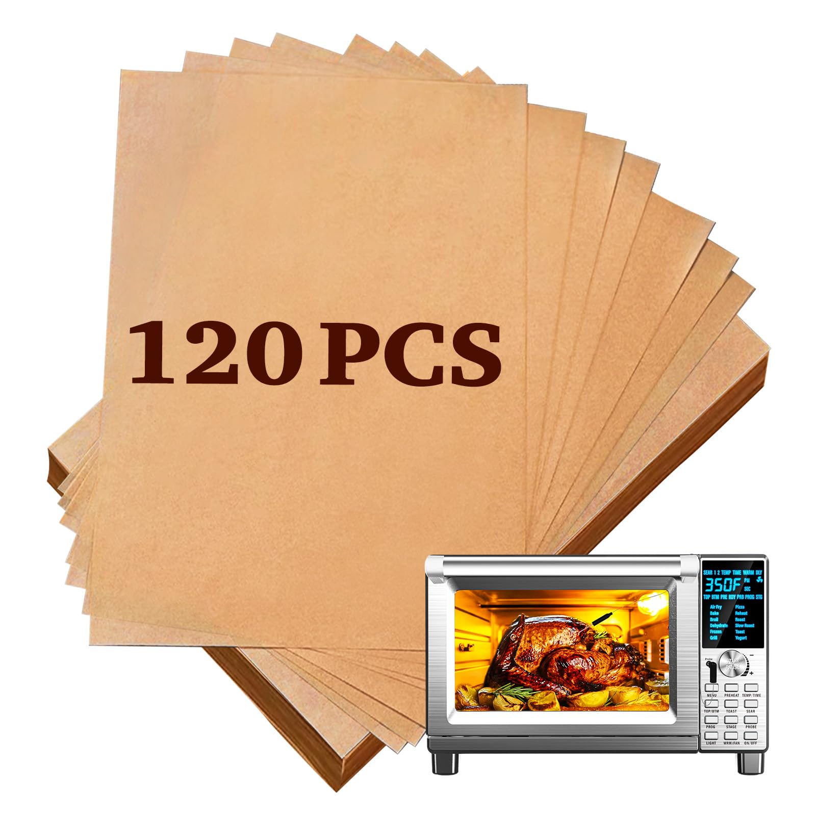 Disposable Air Fryer Liners Parchment Sheets - Compatible with Nuwave Bravo XL, 12-in-1 30qt Smart Oven & Toaster Oven - Non-Stick Baking Accessories for Healthy Cooking, Roasting & Reheating Food
