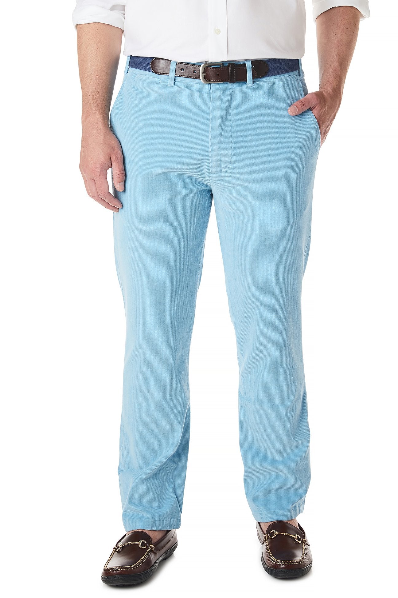 Stylish Sky Blue Stretch Corduroy Pants for Women - Comfortable Beachcomber Trousers for Casual Wear, Travel & Outdoor Activities