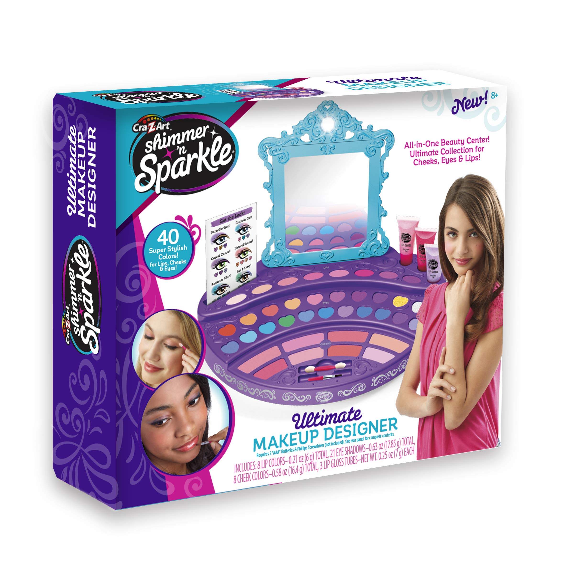 Cra-Z-Art Shimmer 'n Sparkle Ultimate Makeup Designer Kit for Kids - Pretend Play, Dress Up & Birthday Gift for Girls Ages 5-12
