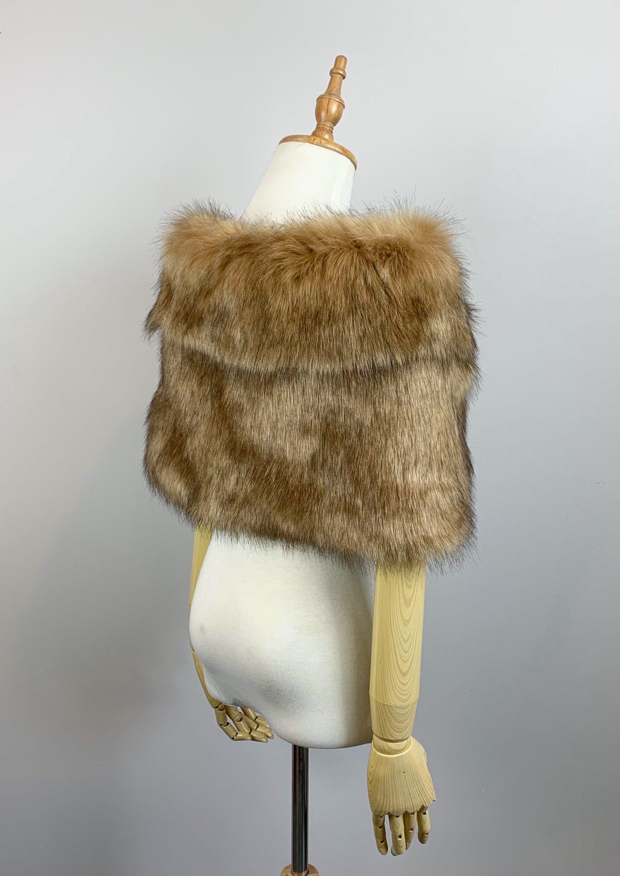 Light Brown Fur Wrap Shawl - Blair LBrw03 | Cozy Winter Fashion Accessory for Women | Perfect for Parties, Weddings & Evening Events