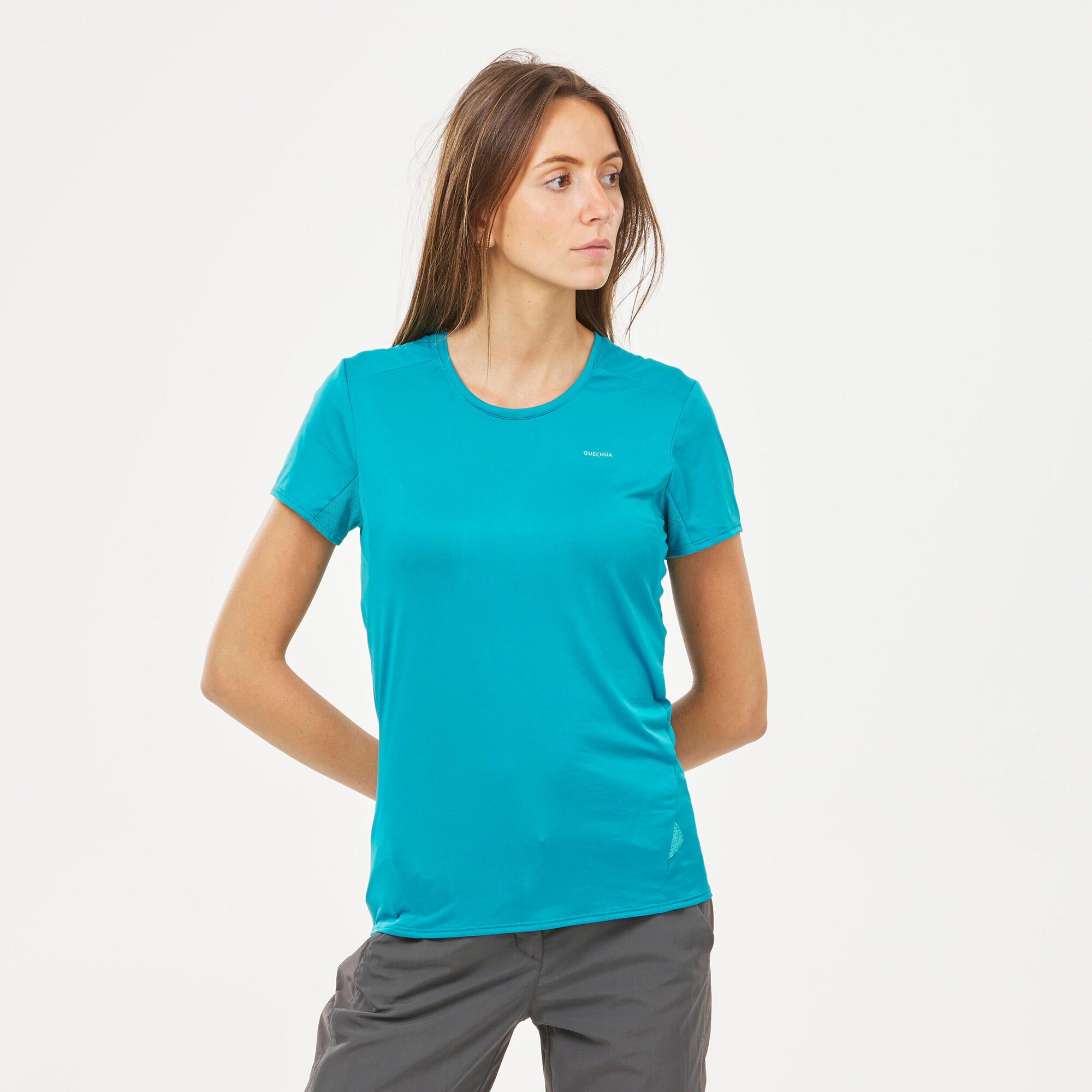 Quechua Women's MH100 Quick-Dry Hiking T-Shirt - Lightweight & Breathable for Outdoor Adventures & Travel