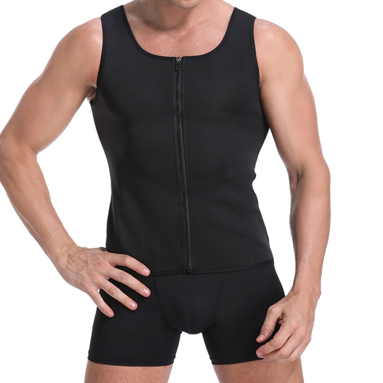 EBRICON Men's Waist Trainer Vest - Body Shaper for Weight Loss, Fat Burning Corset with Zipper - Slimming Belt & Belly Control Shapewear for Gym, Workout & Daily Wear
