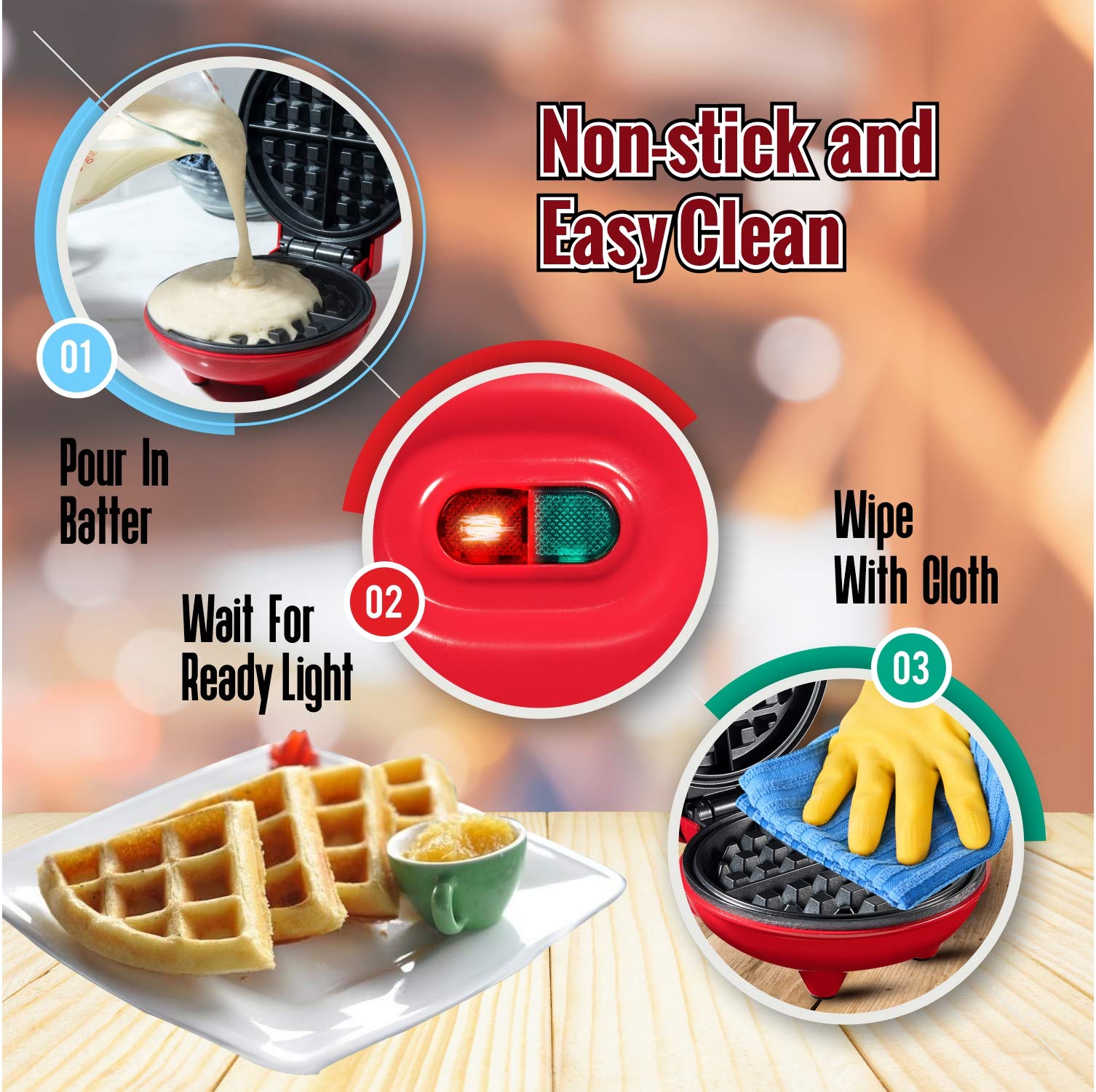 Burgess Brothers Mini Churwaffle Maker - 4-Inch Waffle Maker for Chaffles, Keto Waffles & Churro Waffles - Perfect for Housewarming, Graduation Gifts & Small Kitchen - Ideal for Breakfast, Desserts & Keto Diet Snacks